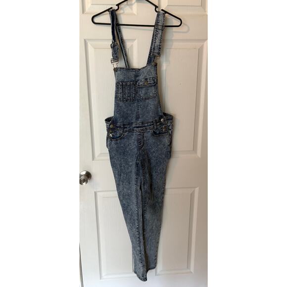 Harmony & Havoc Juniors Size 7 BIB OVERALL Jeans distressed Straight Leg - Picture 1 of 12